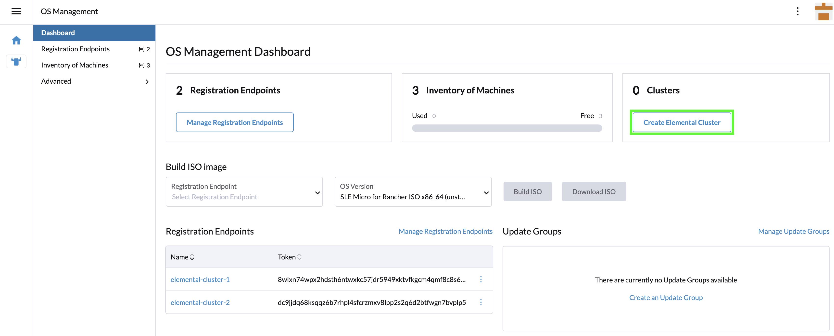 Create Elemental Cluster button