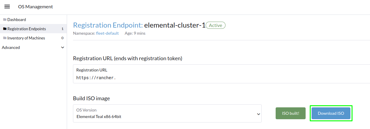 Download ISO in Registration Endpoints